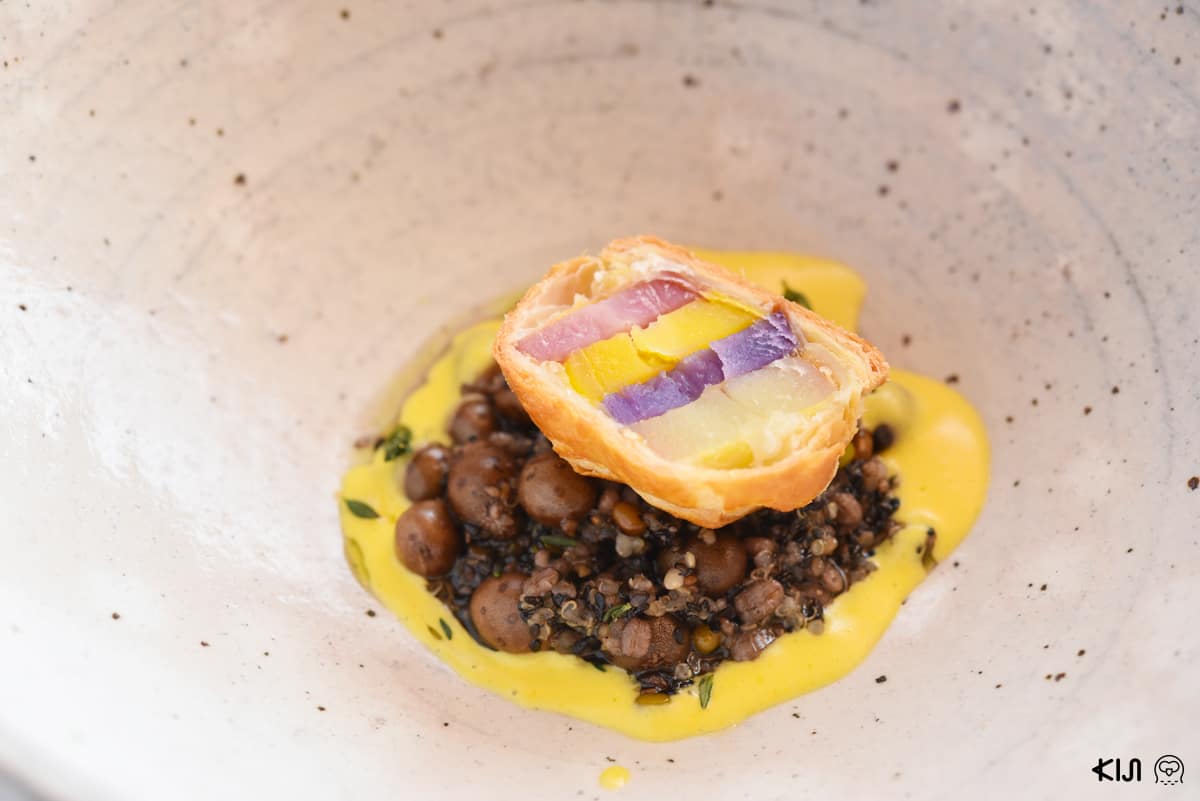 Le Jardin Potager Teranishi : มันฝรั่งสี่สหายในแป้งพายราดซอสครีม