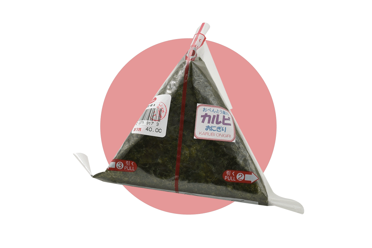 โอนิกิริ ในร้านสะดวกซื้อที่ประเทศไทย : Karubi Buta Onigiri (Fuji Supermarket) ราคา 40 บาท