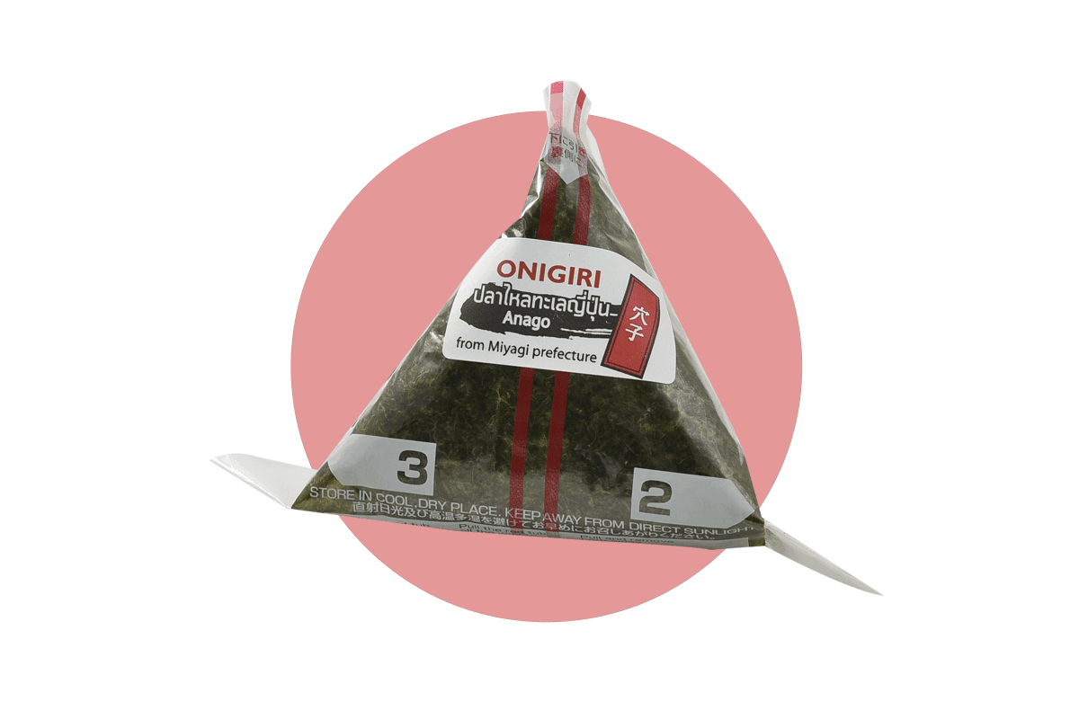 โอนิกิริ ในร้านสะดวกซื้อที่ประเทศไทย : Anago (Peco Peco) ราคา 55 บาท