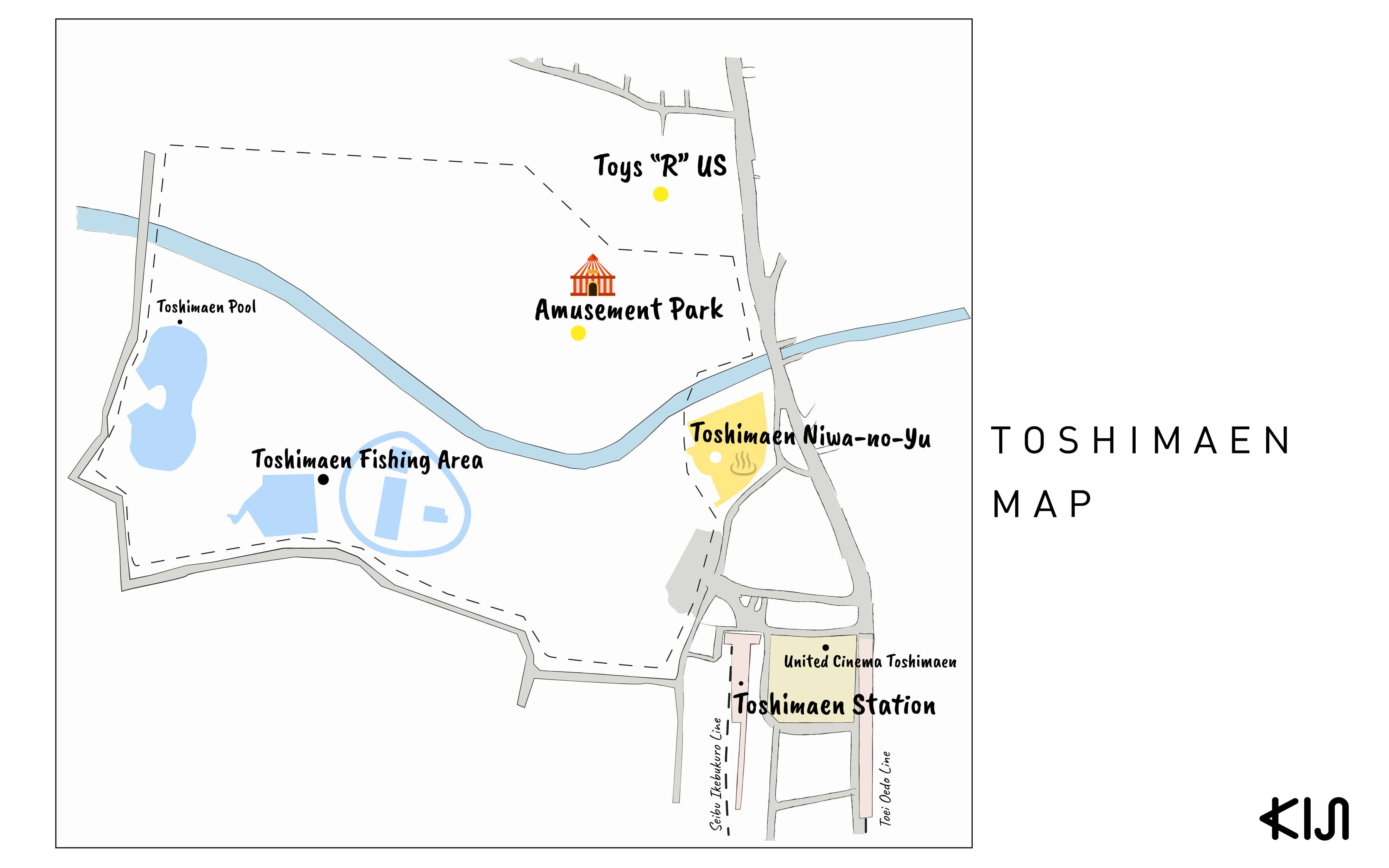 แผนที่บริเวณใกล้ๆ สถานีโทชิมะเอ็น (Toshimaen Station)