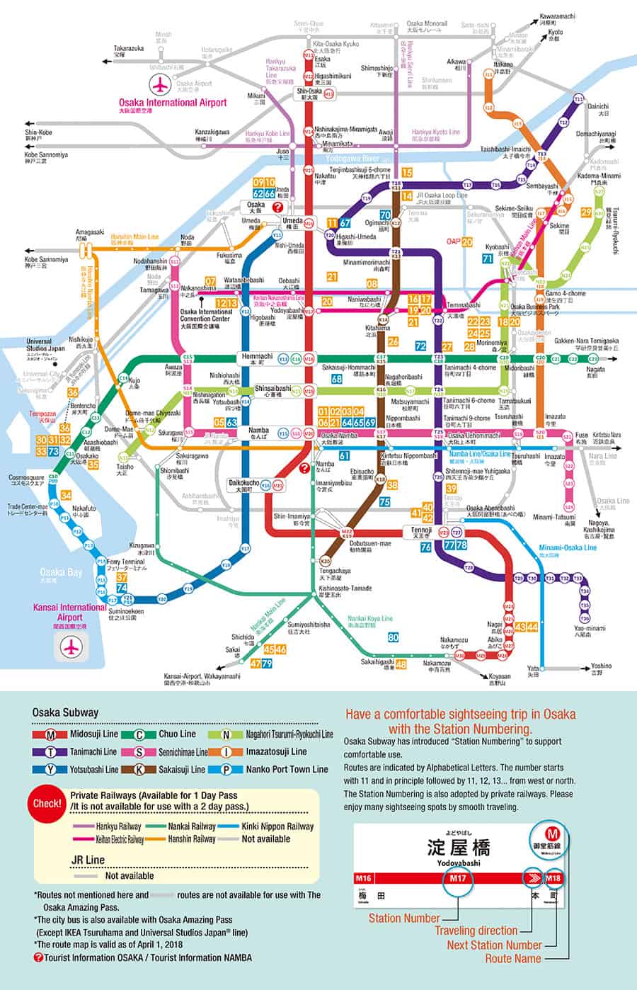 สถานีที่สามารถใช้ Osaka Amazing Pass 1 day ได้