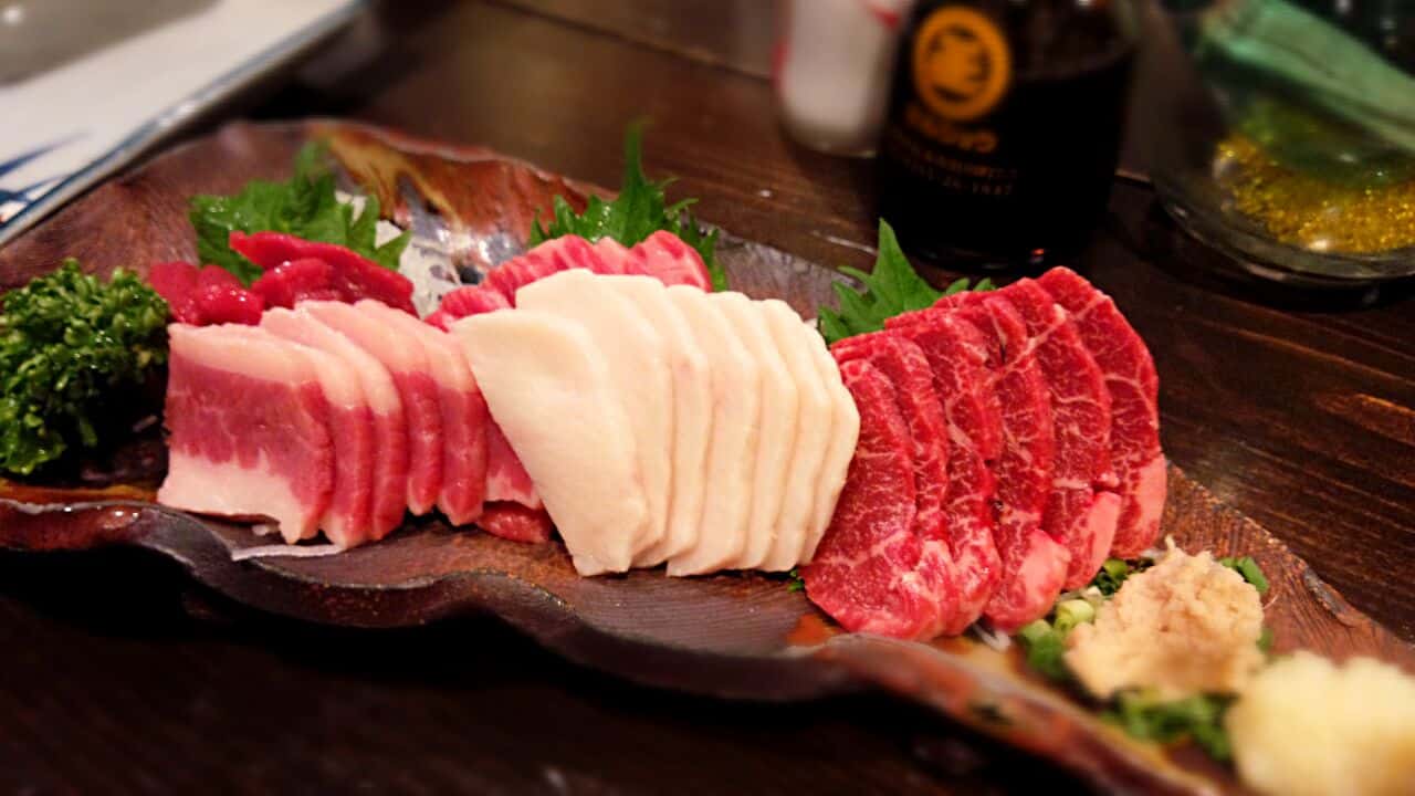 เนื้อม้าดิบ อาหารชื่อดังของมัตสึโมโตะ