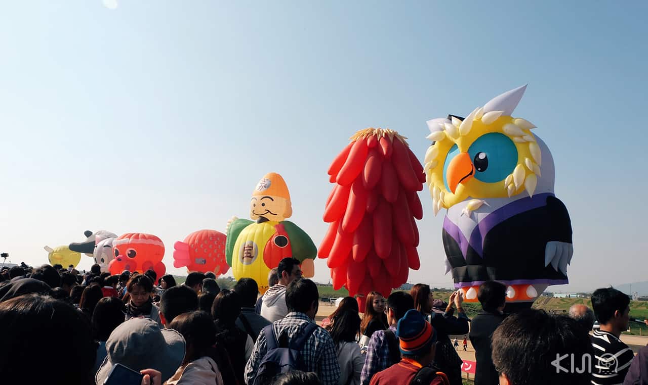 บอลลูนลายต่างๆในงานเทศกาลบอลลูนนานาชาติของจังหวัดซากะ