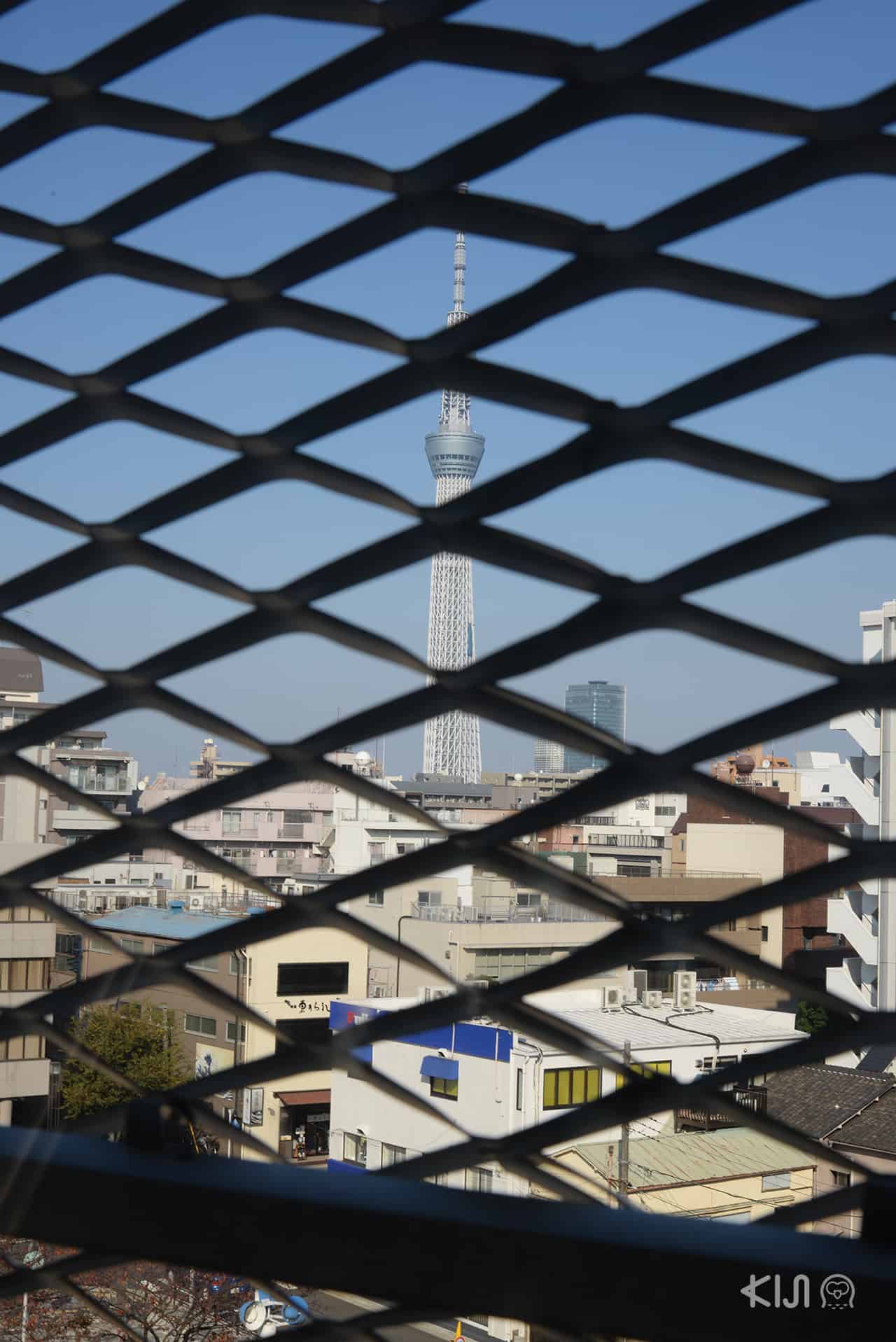 สามารถมองเห็นโตเกียวทาวเวอร์ได้จากข้างใน Sumida Hokusai Museum