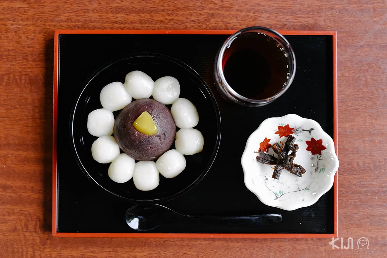 ขนมดังโงะกับถั่วแดงบดของร้าน Mushinan 無心庵