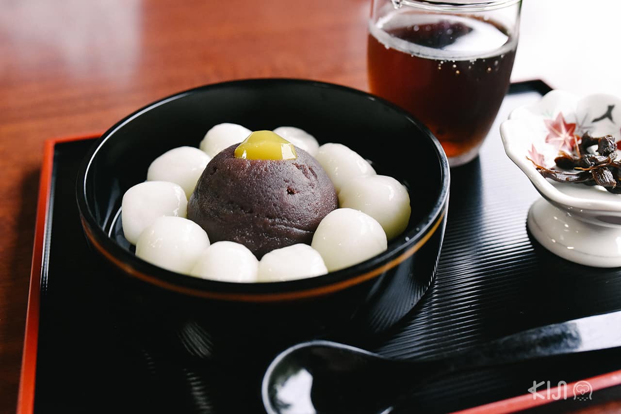 ขนมดังโงะกับถั่วแดงบดของร้าน Mushinan 無心庵