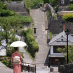 japan edo village-slope walkway-kitsuki-oita prefecture-japan