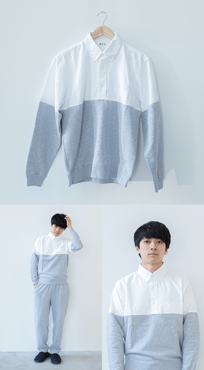 เชิ้ตขาว สเวตเตอร์สีเทา สีพื้นฐานจาก Work From Home Jammies