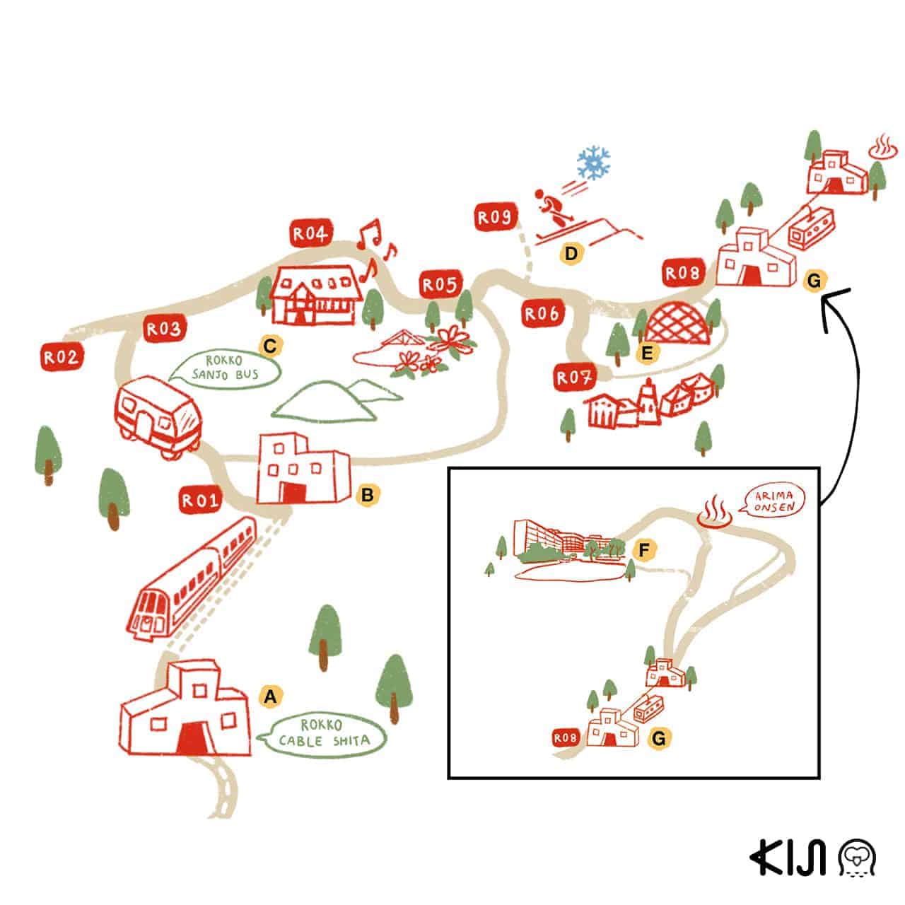 แผนที่ Mt.Rokko - Arima Onsen