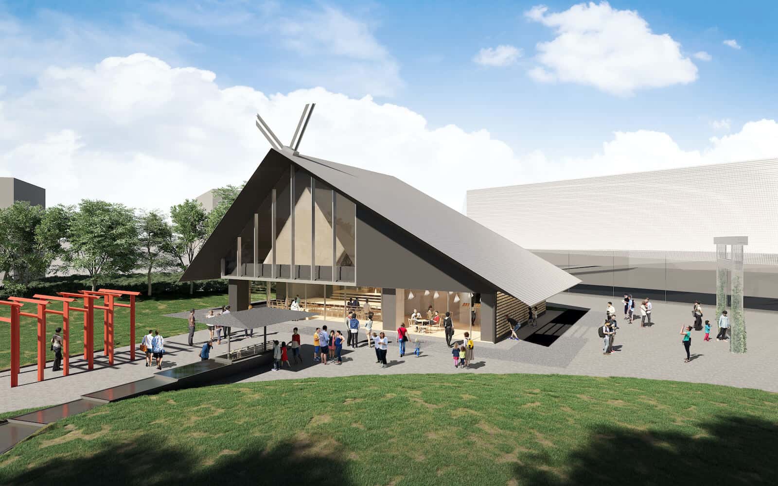 Musashino Reiwa Shrine ศาลเจ้าทรงโมเดิร์นภายใน Tokorozawa Sakura Town