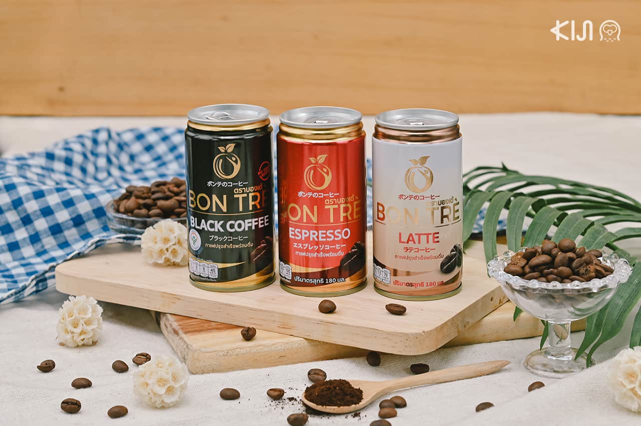 BON TRE 3 รสชาติหลัก (เรียงจากซ้ายไปขวา) รส Black coffee, Espresso และ Latte