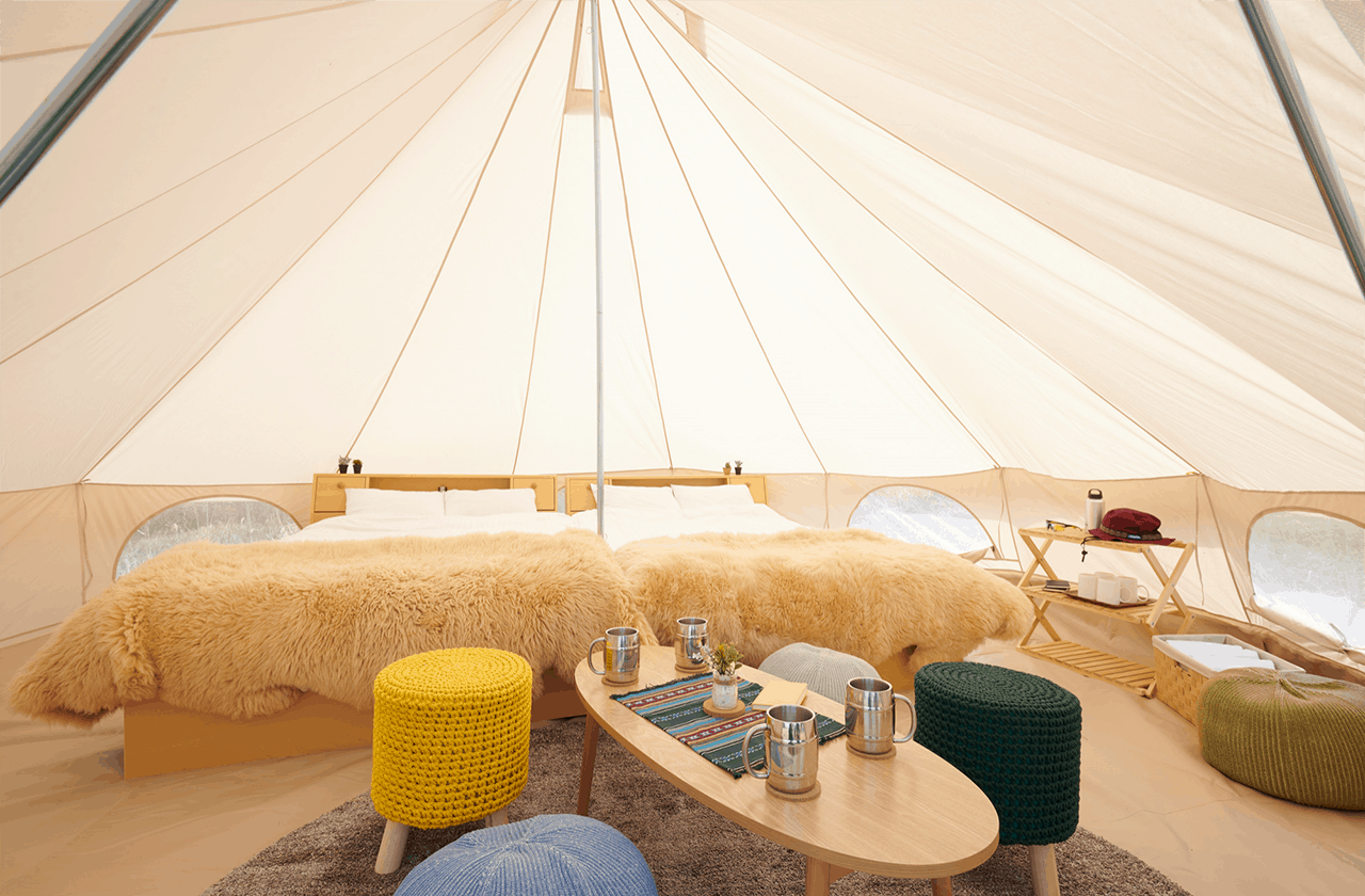 บรรยากาศภายในเต็นท์ของ Ongaku no Mori