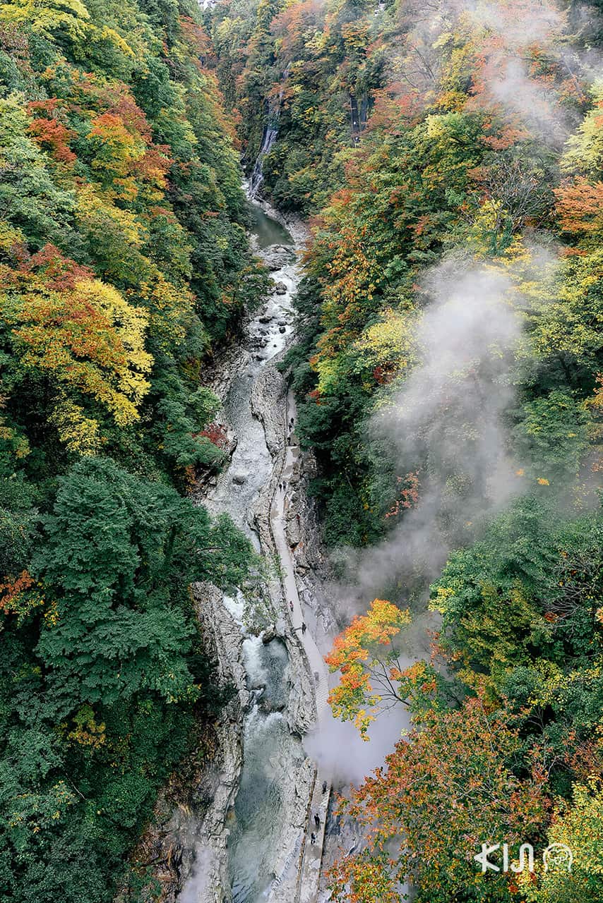 วิวมุมสูงของหุบเขาโอยาสุ (Oyasu Valley)