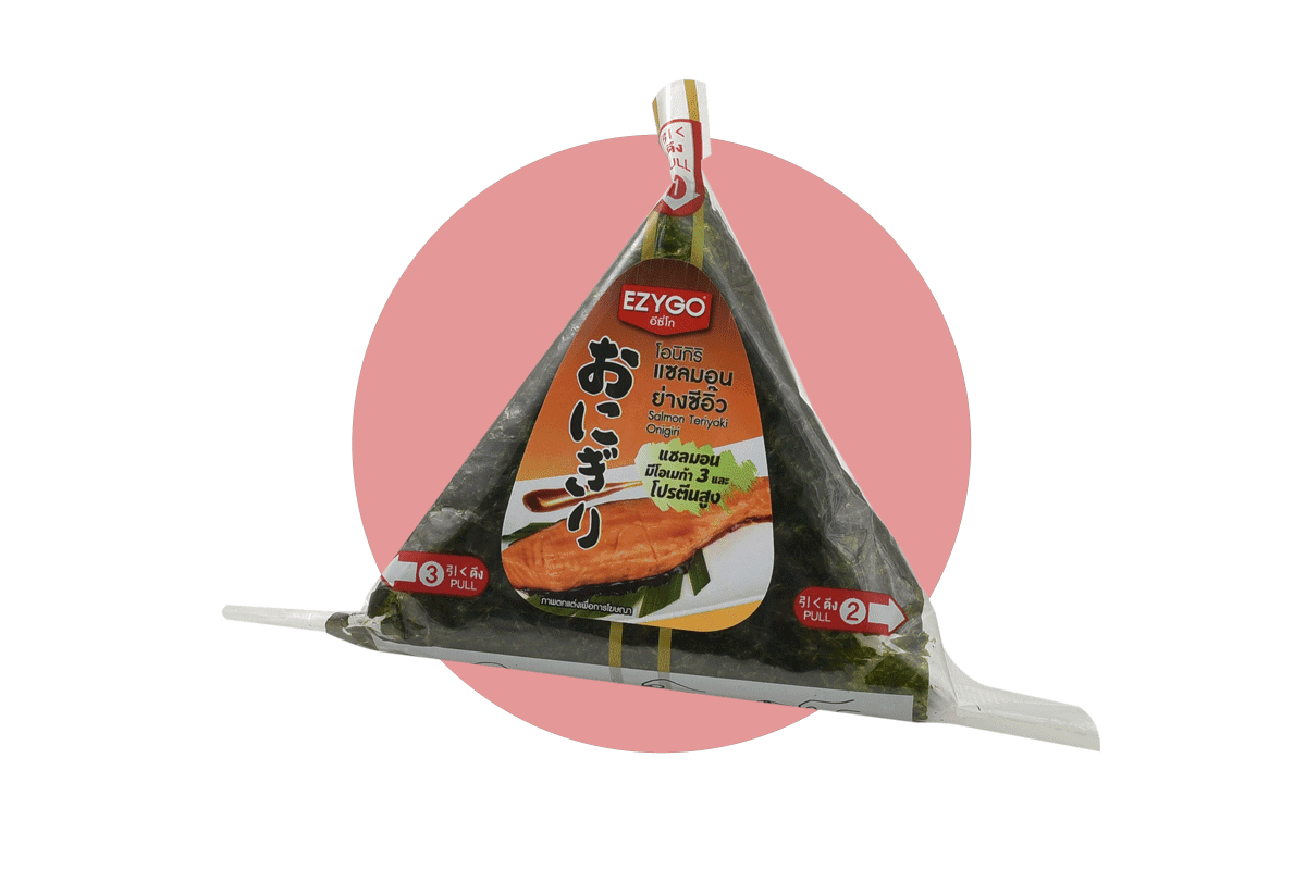 โอนิกิริ ในร้านสะดวกซื้อที่ประเทศไทย : Salmon Teriyaki Onigiri (7-Eleven) ราคา 27 บาท