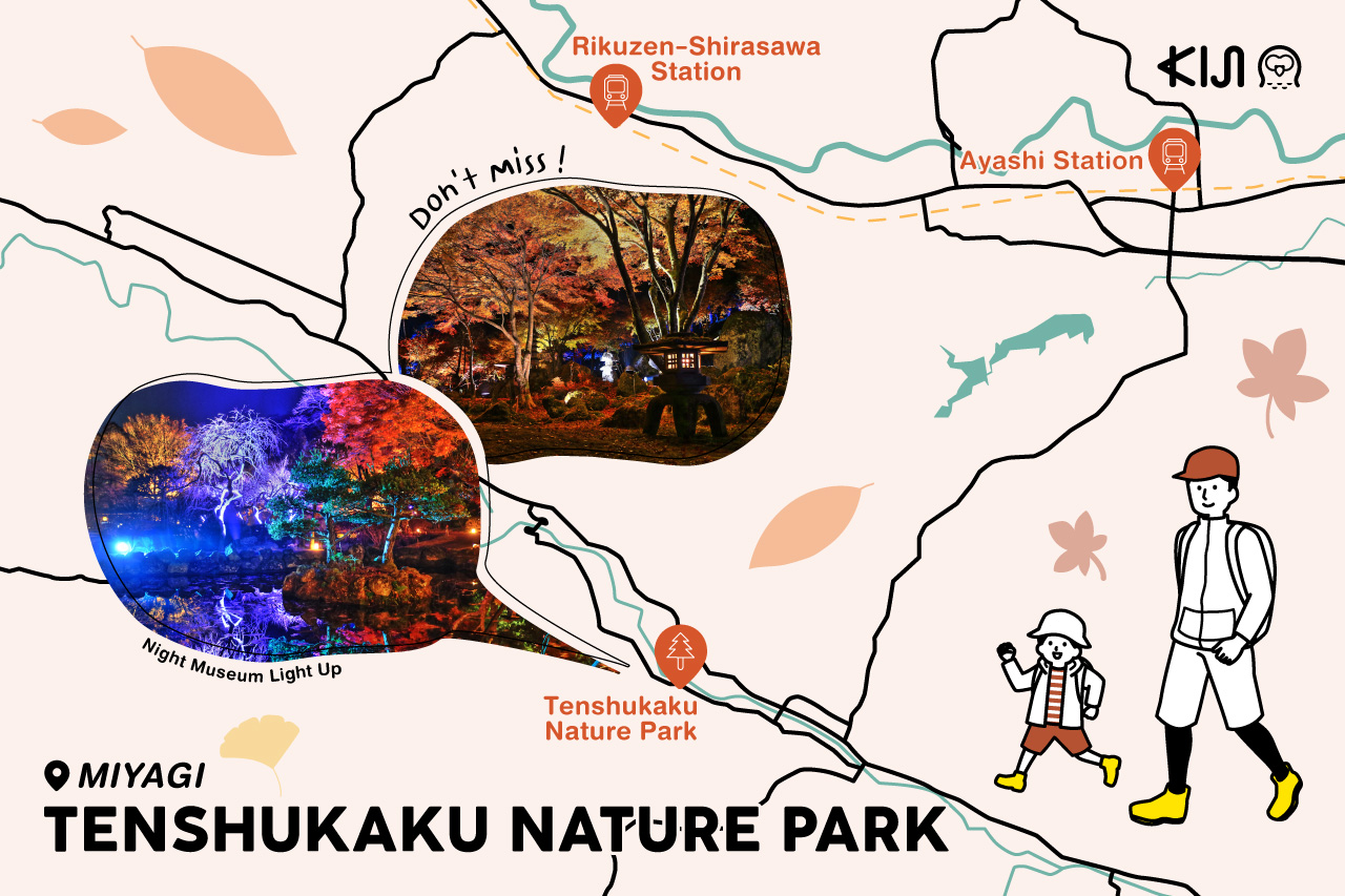 แผนที่ สวนธรรมชาติเท็นชุคาคุ มิยากิ